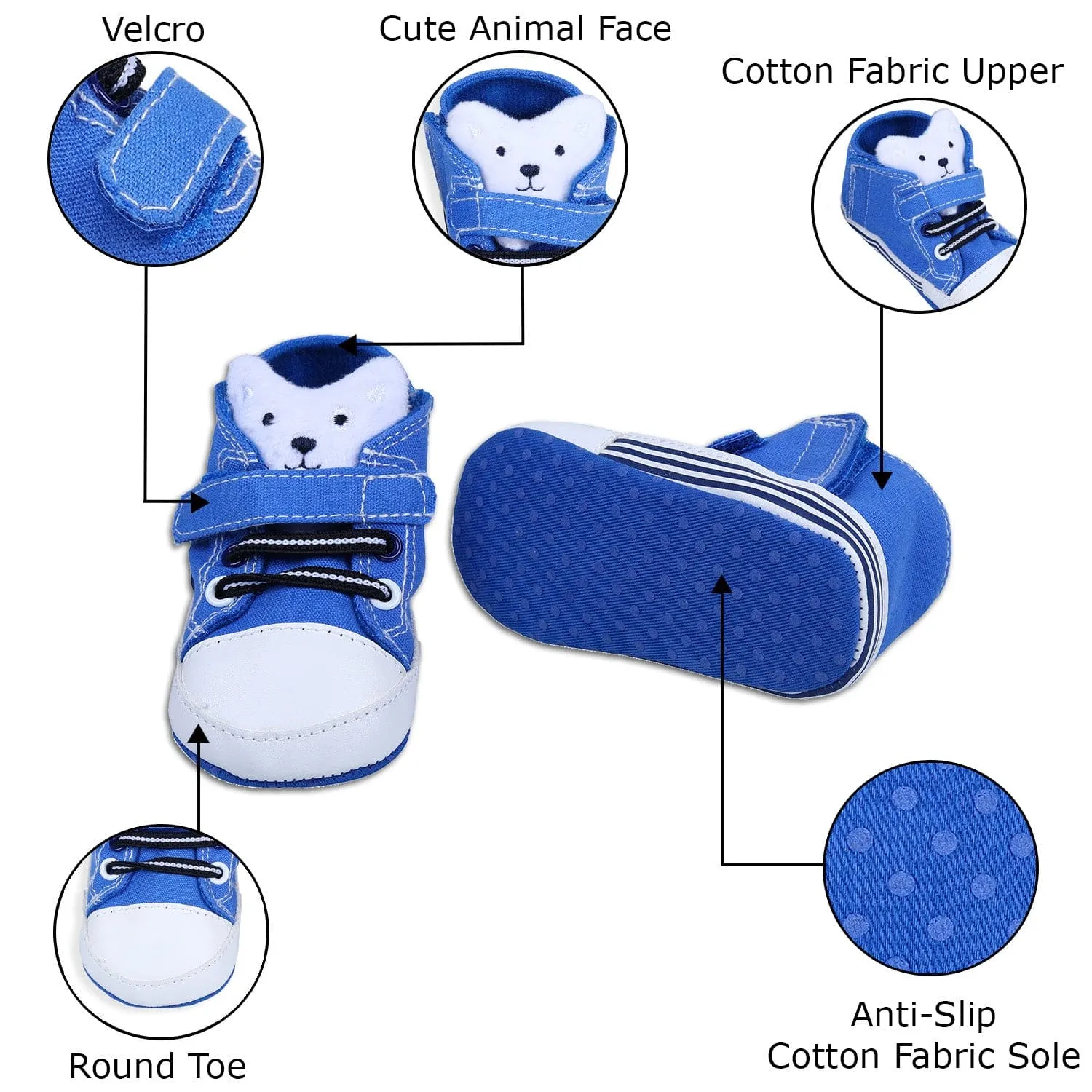 My Buddy Bear Cute And Stylish Comfy Velcro Booties - Blue