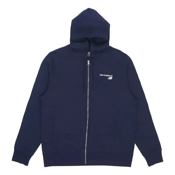 New Balance Men's New Balance Logo Sports Zipper Navy Blue Sweatshirt