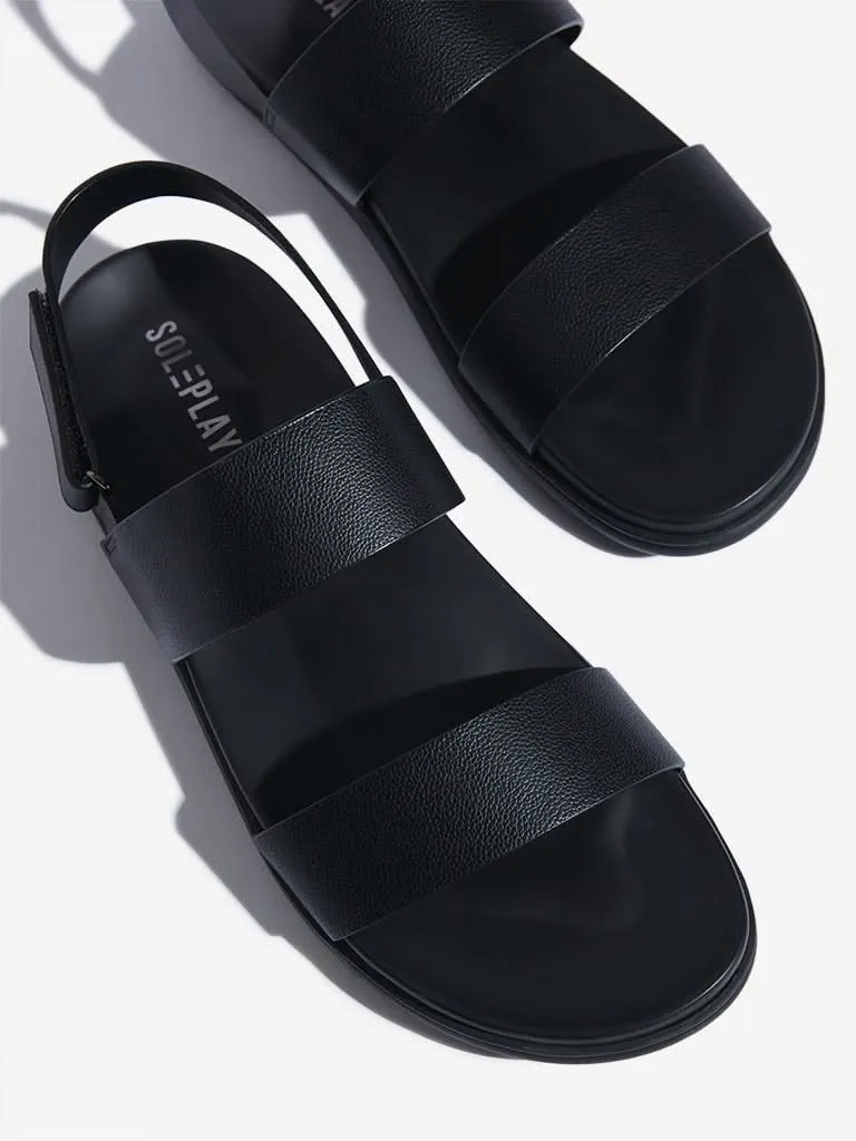 SOLEPLAY Black Multi-Strap Leather Sandals