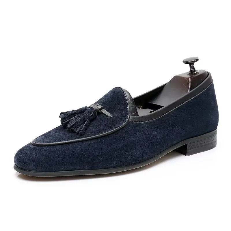 SuedeLux Round Toe Slip On Leather Loafers