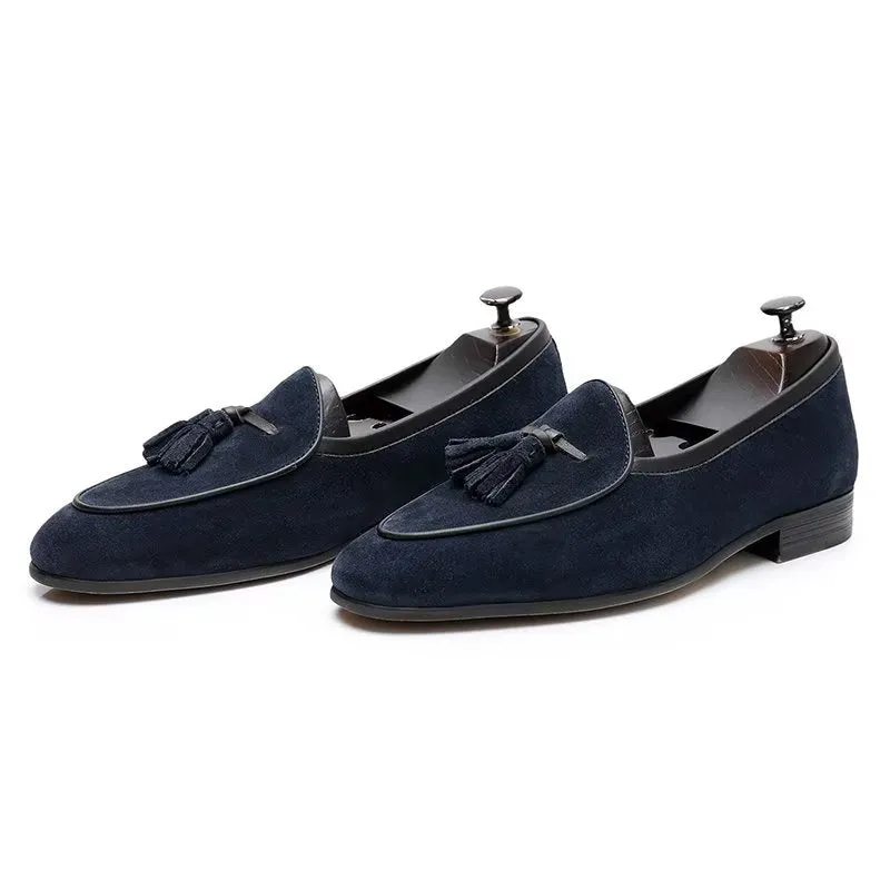 SuedeLux Round Toe Slip On Leather Loafers