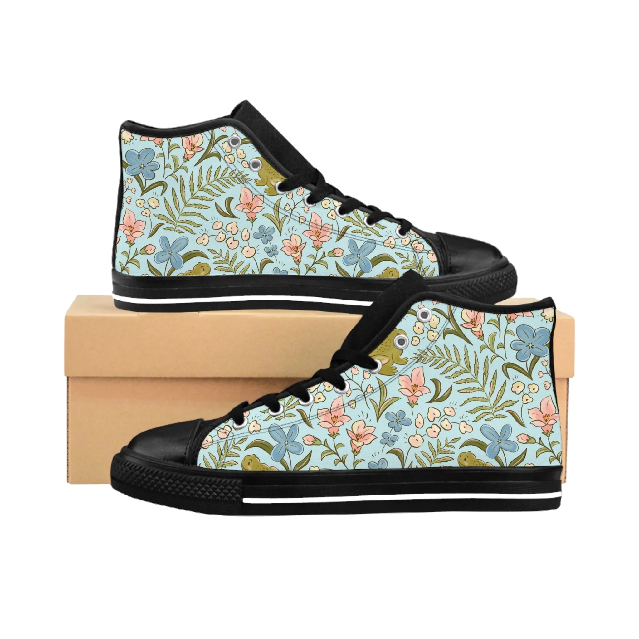 Toad and Blue Flowers Women's Classic Sneakers