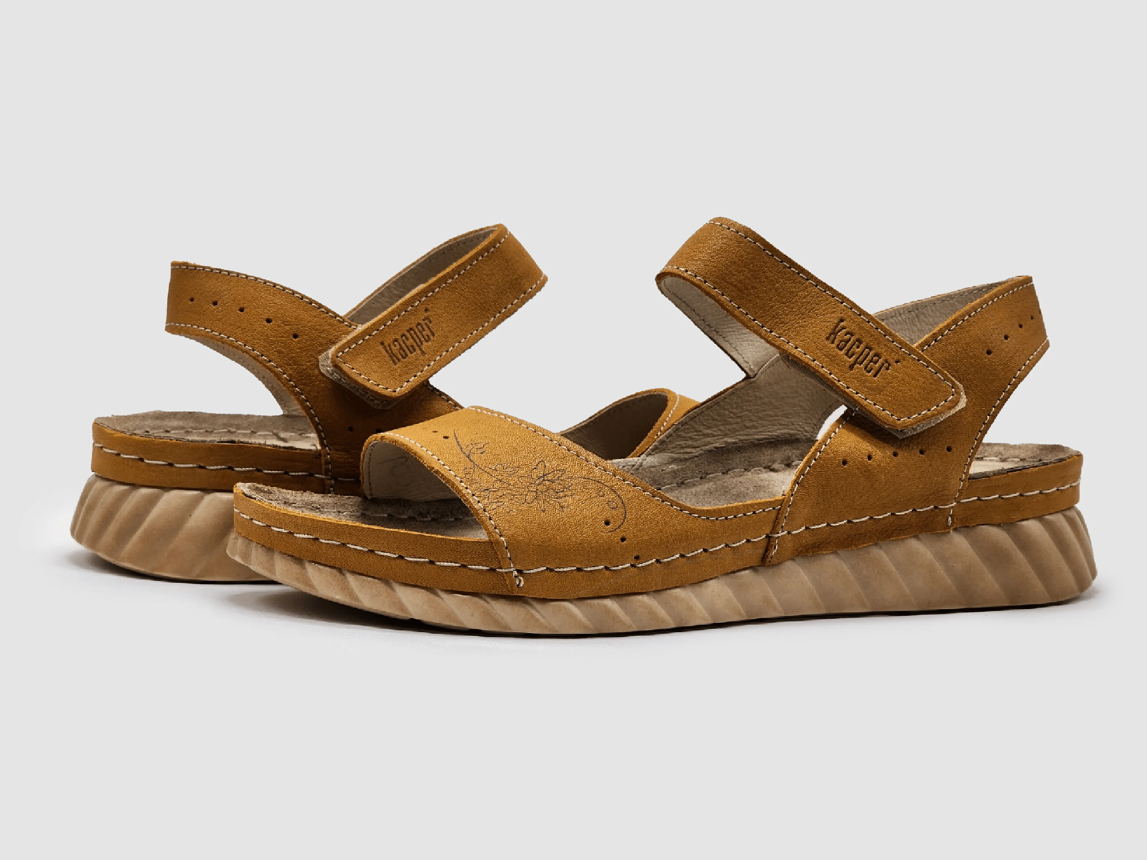 Women's Leather Sandals - Yellow