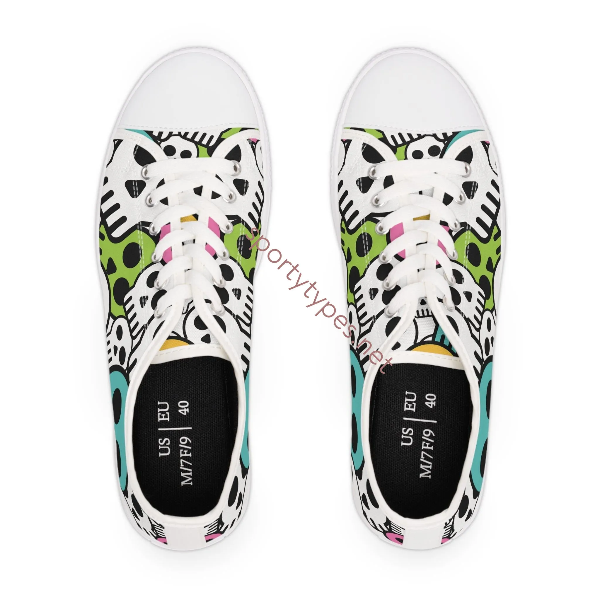 Women's Skull Print Low Top Canvas Sneakers